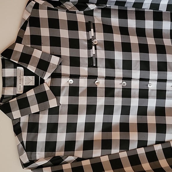 Silk Essentials Women's Black and White Checkered Shirt - Picture 3 of 6